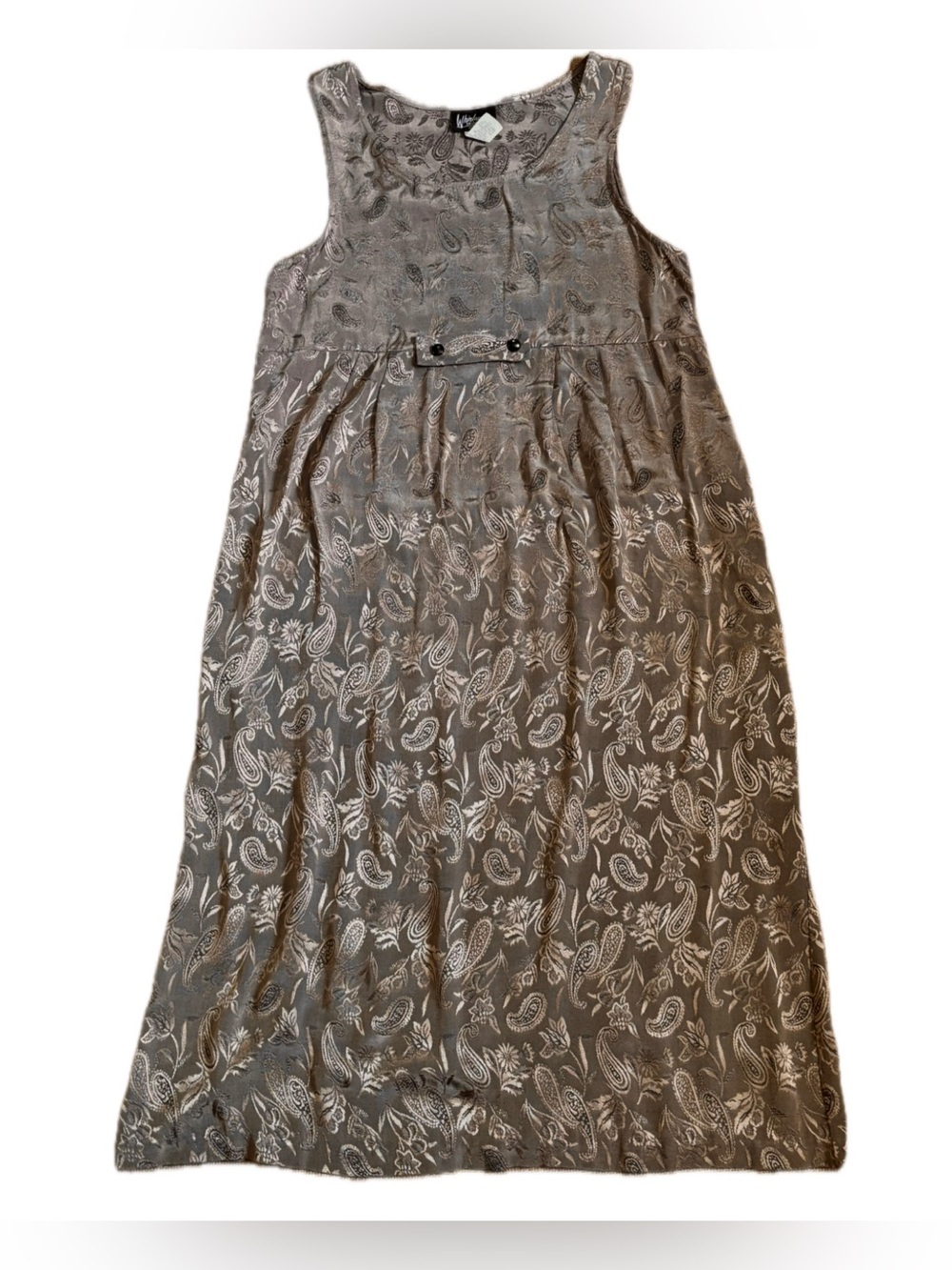 Vintage Whirlaway Frocks Brown Paisley Floral Dress Size 10 Petite 10P Boho